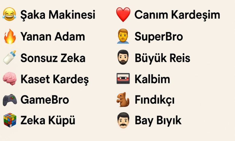 erkek kardeşi telefona kaydetme isimleri
