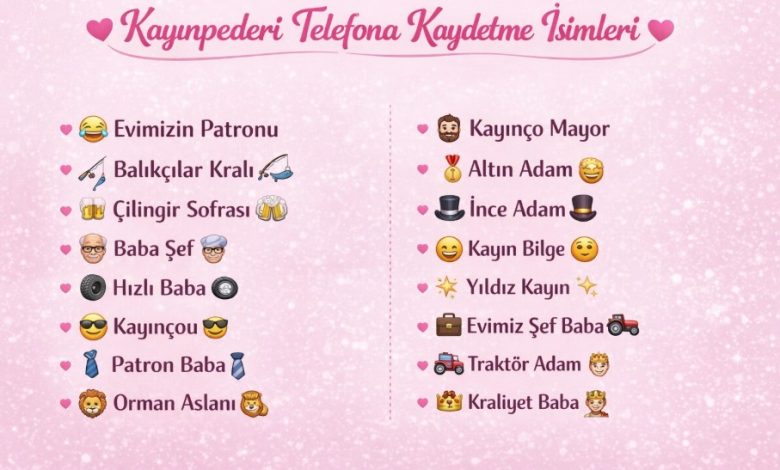 kayınpederi telefona kaydetme isimleri