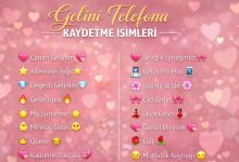 gelini telefona kaydetme isimleri