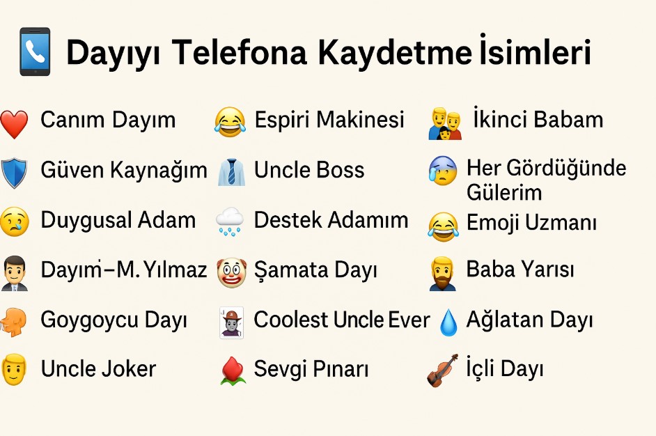 dayıyı telefona kaydetme isimleri